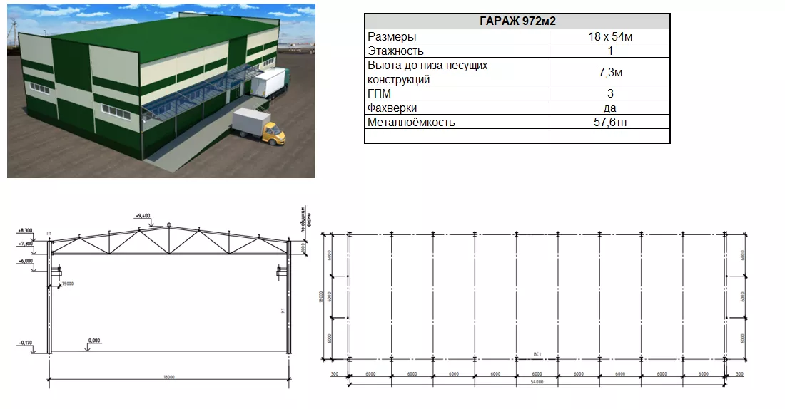 Склад 18х54м проект фото